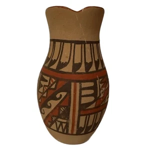 Jemez NM 6” Pueblo Vase Native American Pottery Signed Redware Vintage - Picture 1 of 6