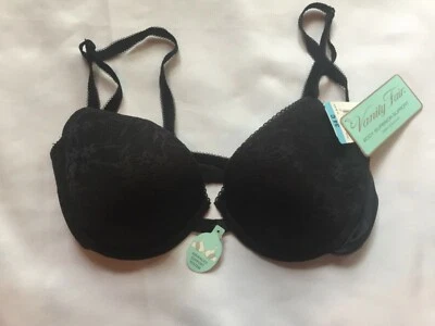 Sujetador Vanity Fair 75-244 Body Soporte Superior Forrado Demi Con Aros 34C Negro Nuevo con Etiquetas Foto 1 de 4