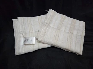 Set of 6 Elrene Home Fashions Linen Beige Striped Sheer Panel Rod Pocket Curtain - Picture 1 of 11