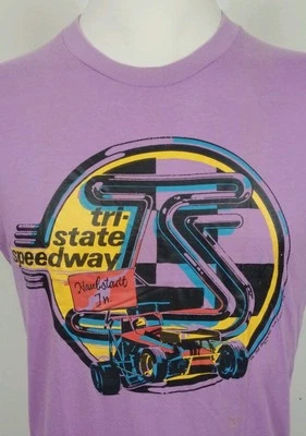 Vtg thin 70's 80's Sprint Car Screen Stars T Shirt Tri State Speedway XL Racing - Image 1 of 4