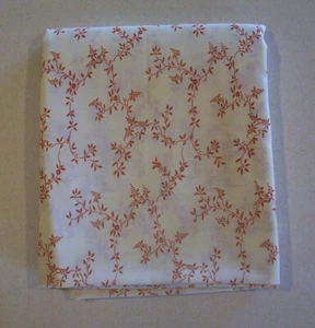 Off White with Rust Brown Floral Print Cotton Blend Fabric Pre-washed 115"x44"   - Picture 1 of 2