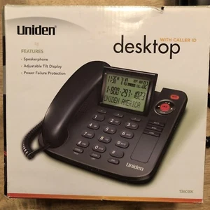 Uniden 1360 BK Single Line Desktop Phone w/Caller ID Speaker & LCD Tilt Display - Zdjęcie 1 z 4