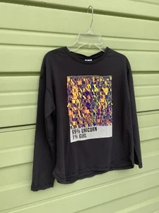 NEW ZARA GIRLS GREY top  UNICORN  T SHIRT LONG SLEEVE  SIZE 9 YEARS 6023B - Picture 1 of 7
