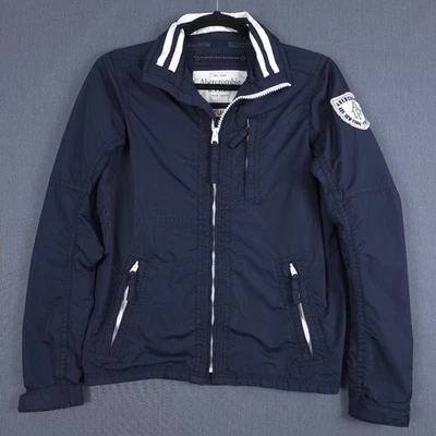 Chaqueta De Colección Abercrombie & Fitch Saranac Lake Para Hombre Mediana Azul Marino Nylon Cremallera Foto 1 de 4