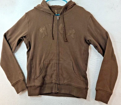 RVCA Logo Full Zip Brown Long Sleeve Hoodie Womens Large - Image 1 of 4