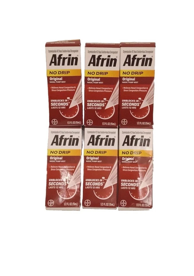 Lote de 6 Afrin bomba nasal sem gotejamento névoa descongestionante nasal 15ml Ea. 25/12 - Imagem 1 de 1