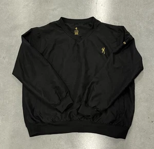 Browning Black V-Neck Windbreaker Pullover Jacket XL Tech Embroidered Logo - Picture 1 of 6