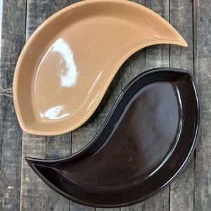Yin Yang Zen Moca Carmelo Cerámica Snack Servir Cuencos 12 Pulgadas Juego de Cuencos Marrón Tostado - Imagen 1 de 6