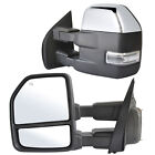 Tow Mirrors For 15-20 Ford F-150 Power Heated Signal Puddle Lamp Chrome Cap