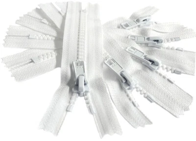 Cremalleras de plástico moldeadas Vislon YKK #5 - Bloqueo automático tirador extremo cerrado blanco 5" - 36" Foto 1 de 4