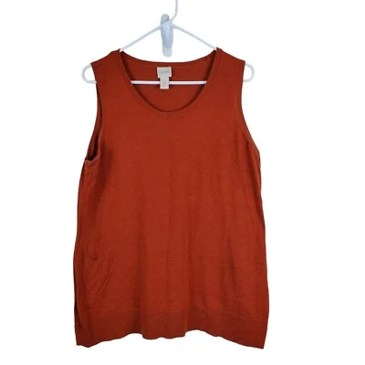 Топ Chico's женский 12 жженый оранжевый вязаный без рукавов декольте туника майка  - Изображение 1 из 4