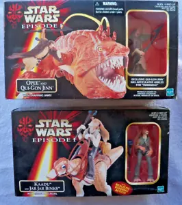 STAR WARS : FIGURINES ÉPISODE 1 : OPEE & QUI-GON JINN /KAADU AND JAR JAR BINKS, - Photo 1 sur 15