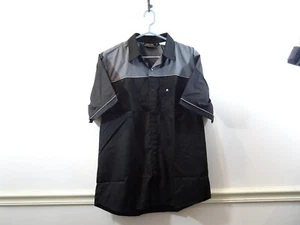 McDonalds Employee Shirt LG Black Gray Snap Front Camp Bowling Hipster - Picture 1 of 5