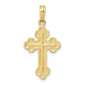 Real 10kt Yellow Gold Budded Cross Pendant - Picture 1 of 4