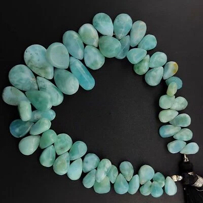 Gema Natural Larimar 8x5 a 17x11 mm Tamaño Cuentas de Pera Lisa 8" Hilo Foto 1 de 4