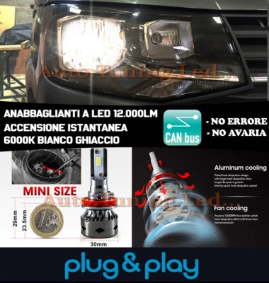 VW TRANSPORTER T6 LAMPADE H4 LED ANABBAGLIANTI ABBAGLIANTI 12.000LM CAMBUS - Immagine 1 di 4