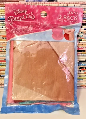 DISNEY PRINCESS ARIEL FACE COVER MASK AGE 4+ NECK GAITER 2 PK PINK REUSE GIRLS - Image 1 of 4