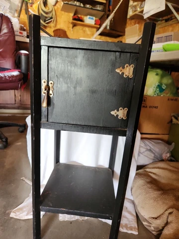 Antique Wood Smoking Ashtray Plant Stand End Table Vtg Magazine w/Door&Handle Cover