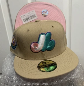 Hat Club New Era 59fifty Montreal Expos TAN HAT Cap Sandstorm Pink UV Tan Beige - Picture 1 of 9
