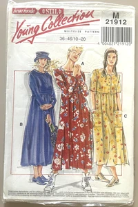 Vestido Misses' estilo moda años 80 nuevo patrón M21912 talla 10-20 SIN CORTES - Imagen 1 de 2
