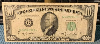 Very Fine 1950 $10 Chicago district Star Note Federal Reserve Note * - Image 1 of 3