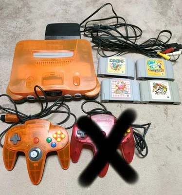 Consola Nintendo 64 N64 Naranja Transparente Daiei Victory Color Limitado con Juego de 4 Juegos Foto 1 de 4