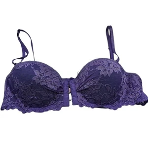 Vintage Y2K Native Intimates Womens Sz 36B Front Clasp Bra Sexy Purple Lace - Picture 1 of 5