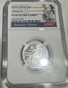 2024 S Silver Quarter 25c Zitkala-Sa NGC PR69Deep Cameo - Picture 1 of 2