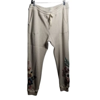 Pantalones de chándal para mujer Johnny Was Ardell térmicos metálicos tejidos gofre talla L nuevos sin etiquetas Foto 1 de 4