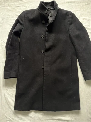 Theory Men’s Wool Peacoat – Black – Size Small – 36” Length – READ DETAILS - Image 1 of 4