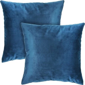 Velvet Throw Pillow Covers, Blue Home Decor (18 x 18 In, 2 Pack) - Picture 1 of 6