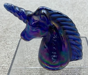 Vintage 80s Paperweight, Unicorn, Iridescent, Colbalt Blue. 3 3/4"height - Picture 1 of 9