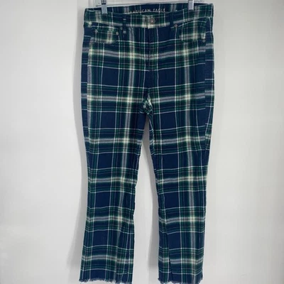 Брюки женские American Eagle 12 клетчатые вельветовые темно-синие университетские опрятные морские  - Изображение 1 из 4