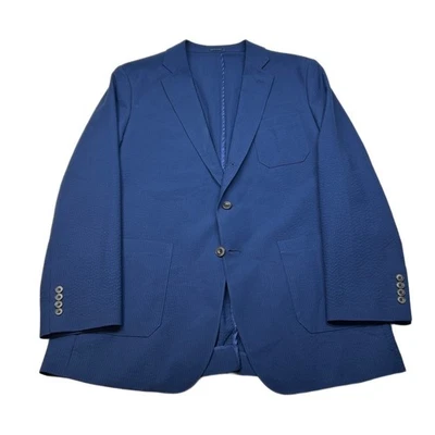 Stafford Textured Sport Coat Mens 46R 46 Blue Classic Fit Cotton Stretch - Image 1 of 4