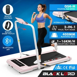 BLACK LORD Treadmill 2 IN 1 Electric Walking Pad 400mm Hydraulic Foldable Pink - Picture 1 of 12