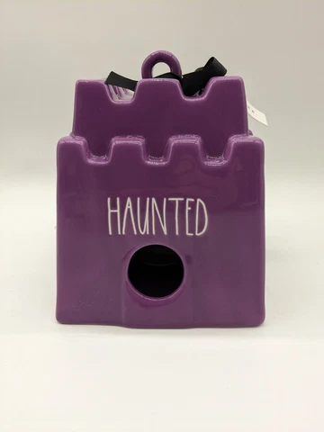 Rae Dunn by Magenta Ceramic Halloween Sand Castle Birdhouse (Haunted/Purple) Cover