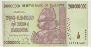 Simbabwe 200 Millionen Dollar 2008 P-81 Präfix 'AA' Banknoten UNC - Bild 1 von 2