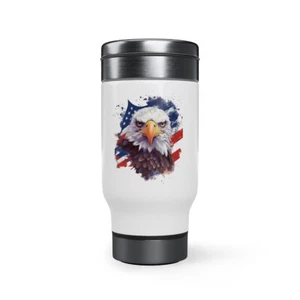 Patriotischer American Eagle Edelstahl Reisebecher mit Griff - 14 Unzen - Bild 1 von 9