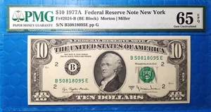 1977A $10 Federal Reserve Note Fr-2024-B New York PMG65 Gem EPQ - Picture 1 of 2