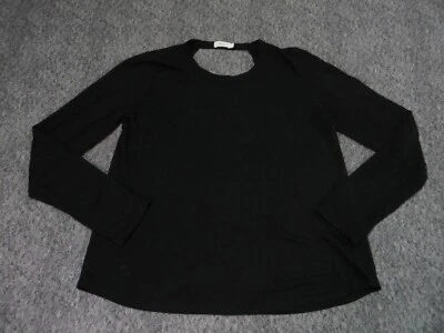 Top de lino ALC para mujer grande manga larga espalda abierta pulóver negro Foto 1 de 4