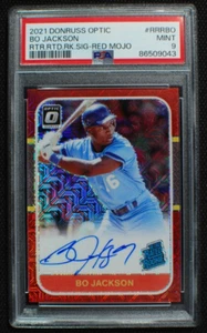 ⚾ BO JACKSON - 2021 Donruss Optic RED MOJO Retro Rated Rookie AUTO /35 - PSA 9 - Picture 1 of 2