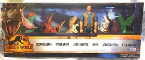 Jurassic World Dominion 6-Pack Basic 12" Owen Figure & Dinosaurs Mattel Jurassic