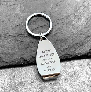 Personalised engraved bottle opener keyring gift, personalized metal keychain | - Picture 1 of 3