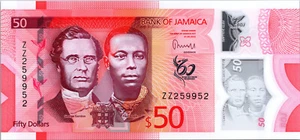 Jamaica 50 Dollars 2022 2023, UNC, REPLACEMENT & RADAR ZZ 259952, Polymer, P-New - Picture 1 of 4