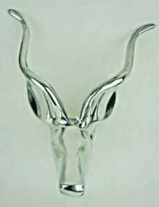 Wanddeko Aluminium poliert Springbock Geweih Bock Silber Landhaus Modern Vintage - Bild 1 von 3