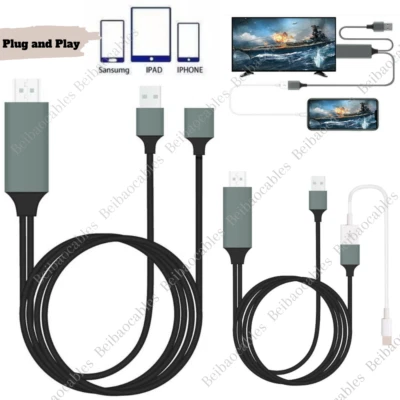 Adaptador 1080P HDMI Cable Espejo Teléfono a TV HDTV AV para iPhone iPad Android Foto 1 de 4