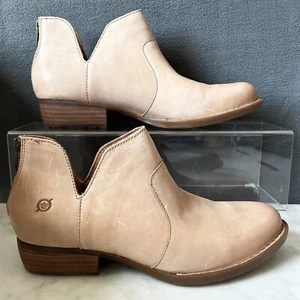 Born Kerri Tan Leather Ankle Boot Western Cut Out Back Zip - Women's Size 9 - Picture 1 of 10