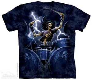 Death Drummer Music Skull Skeleton Lightning Play Dead Mountain T-Shirt S-5X - Picture 1 of 4