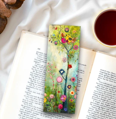 ART Whimsical Flowers Bookmark - Nature Scene, Gift For Readers Book Lovers