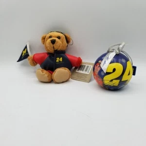 JEFF GORDON, #24 NASCAR Collectible Ornaments (2) Plush Bear & Round Ball - Picture 1 of 4